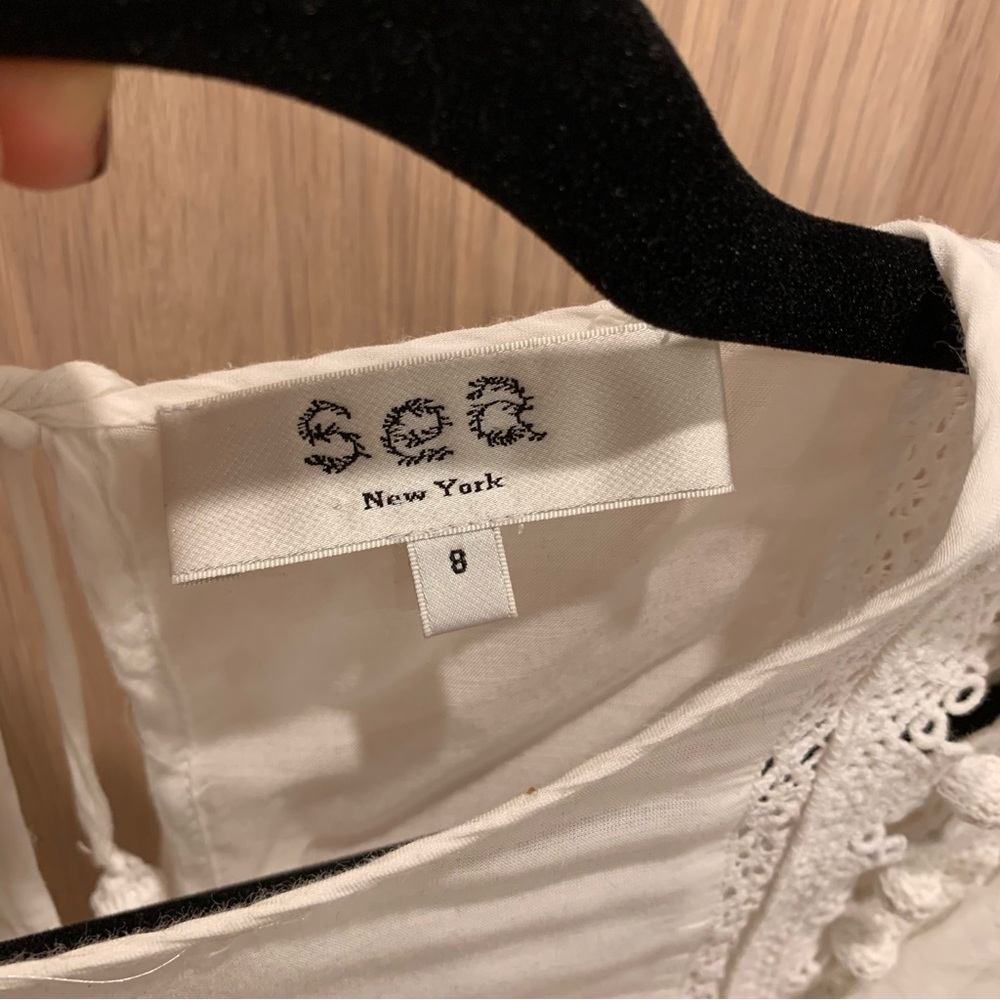 Sea New York White Pleated Ruffle Sleeve Blouse - 8 - Picture 14 of 15